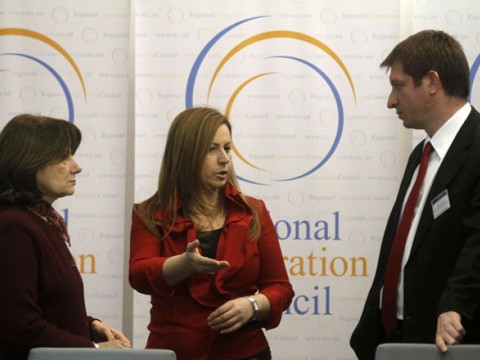 RCC hosted a two-day parliamentary seminar, organized jointly with the European Parliament, on 23-24 February 2011 in Sarajevo, BiH. At the photo: Jelica Minic (left), Deputy RCC Secretary General, Anna Ibrisagic (centre), Member of the EP’s Committee on Foreign Affairs, and Mladen Dragasevic, Head of RCC Building Human Capital and Parliamentary Cooperation Unit. (Photo: RCC/ Dado Ruvic)