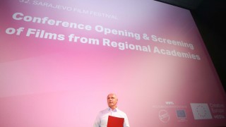 RCC Secretary General Amer Kapetanovic speaking at the Second Regional Conference on Youth Cultural Cooperation, organized by RCC's WBYL in cooperation with SFF, in Sarajevo on 15 August 2026 (Photo: Jasmin Sakovic) 